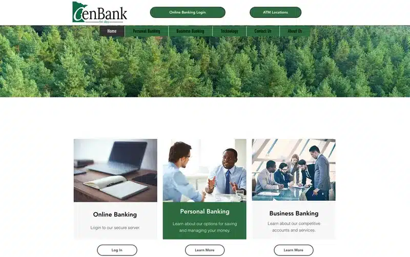 cenbank-old-site a screenshot of the old cenbank homepage