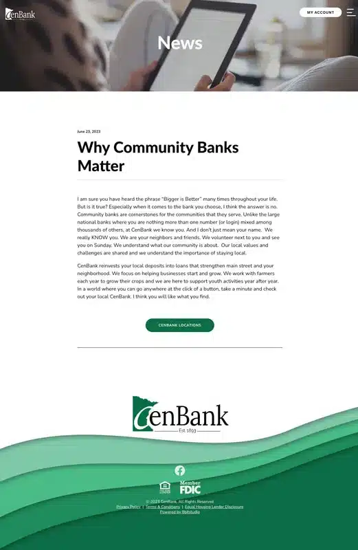 cenbank-screencap-news a screenshot of the news post layout