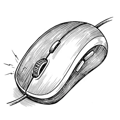 ink style illustration of a computer mouse