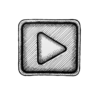 vlog-doodle ink style illustration of a play button for media